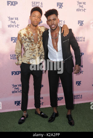 Los Angeles, CA, USA. 29th Aug, 2017. 29 August 2017 - Los Angeles, California - Darrell Britt-Gibson, Brandon Mychal Smith. FXX's ''You're the Worst'' Season Four Premiere held at Museum of Ice Cream in Los Angeles. Photo Credit: Birdie Thompson/AdMedia Credit: Birdie Thompson/AdMedia/ZUMA Wire/Alamy Live News Stock Photo