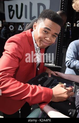 New York, NY, USA. 30th Aug, 2017. Chosen Jacobs, out promoting his new film IT out and about for Celebrity Candids - WED, New York, NY August 30, 2017. Credit: Derek Storm/Everett Collection/Alamy Live News Stock Photo