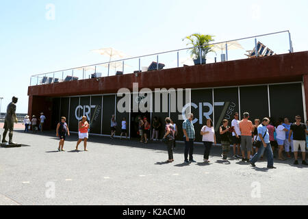 A general view of the Cristiano Ronaldo statue outside The Museu CR7 Stock Photo