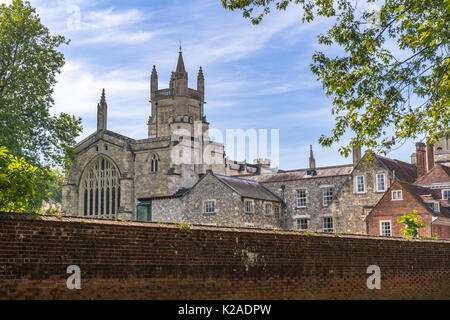 The chapel of Winchester College - view from College Street in Winchester, Hampshire, UK Stock Photo