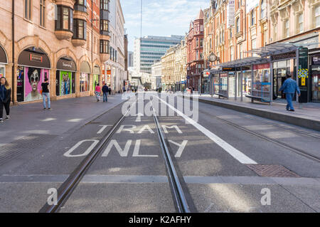 Tramlines on Corporation Street, Birmingham, West Midlands, GB, UK. Stock Photo