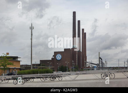 Cogeneration thermal power station Volkswagen Kraftwerk in Wolfsburg, Lower Saxony, Germany. Stock Photo
