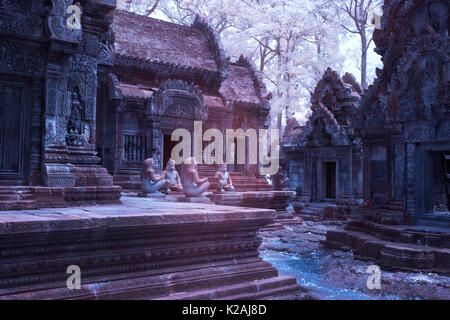 banteay srei beautiful red sandstone castle siem reap Cambodia over thousand years Stock Photo
