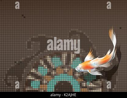 Vector illustration of koi carp swimming in pool Stock Vector
