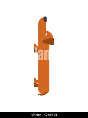 Letter I is dog. pet font. Dachshund alphabet. Lettering home animal Stock Vector