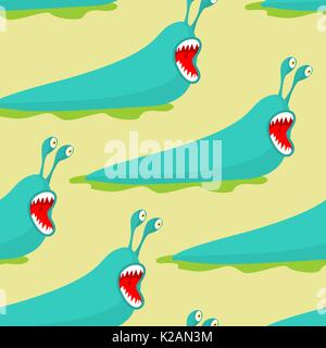 Slug seamless pattern. Monsters Insects pests ornament. Stock Vector
