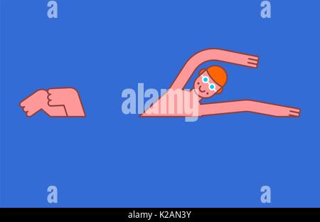 Swimmer in pool isolated. Athlete swims in water Stock Vector