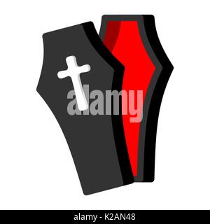 Open Coffin isolated. casket ​​on white background. Religion object Stock Vector