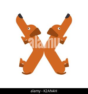 Letter X is dog. pet font. Dachshund alphabet. Lettering home animal Stock Vector