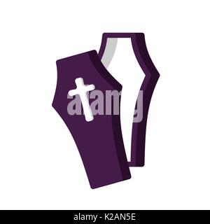 Open Coffin isolated. casket ​​on white background. Religion object Stock Vector