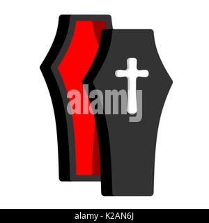 Open Coffin isolated. casket ​​on white background. Religion object Stock Vector