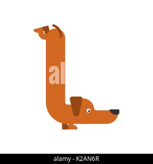 Letter L is dog. pet font. Dachshund alphabet. Lettering home animal Stock Vector