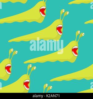 Slug seamless pattern. Monsters Insects pests ornament. Stock Vector