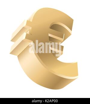 Shiny Golden euro currency sign isolated on white background. Vector illustration. Stock Vector