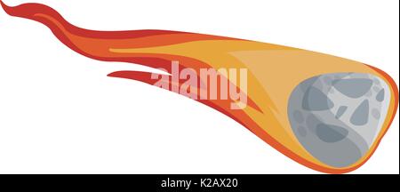 asteroid burn falling down fast astronomy vector illustration Stock Vector