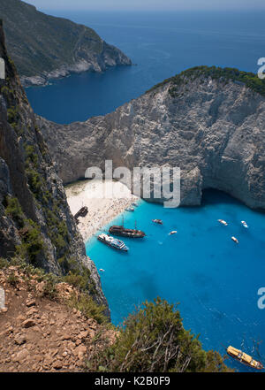 Aerial view of Navagio beach, on the island of Zakynthos, in Greece Stock Photo