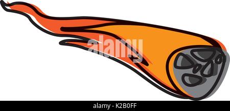 asteroid burn falling down fast astronomy Stock Vector