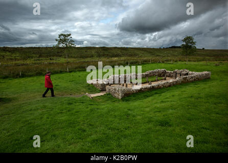 Hadrian's Wall, Northumberland, England. August 2017 The Temple of Mithras. Nearest to the remains of the fort of Carrawburgh  about 80 metres from it Stock Photo