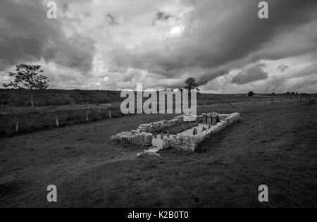 Hadrian's Wall, Northumberland, England. August 2017 The Temple of Mithras. Nearest to the remains of the fort of Carrawburgh  about 80 metres from it Stock Photo