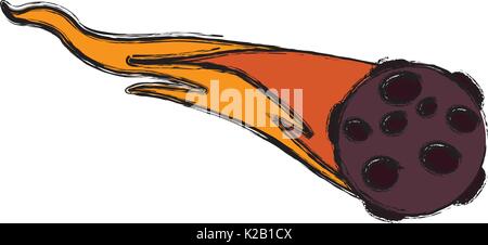 asteroid burn falling down fast astronomy Stock Vector
