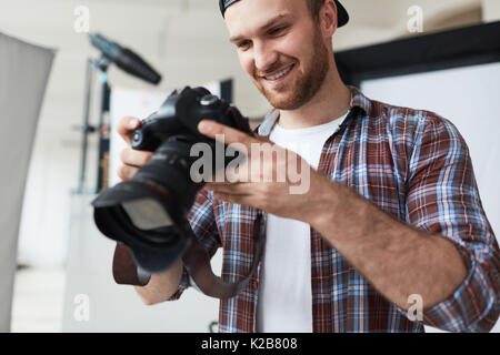 Bearded Photographer at Work Stock Photo