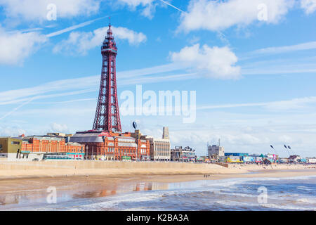 Blackpool, Fylde Coast, Lancashire, England.  The Blackpool Tower, opened on14 May 1894 and inspired by the Eiffel Tower in Paris, it stands 518 feet  Stock Photo