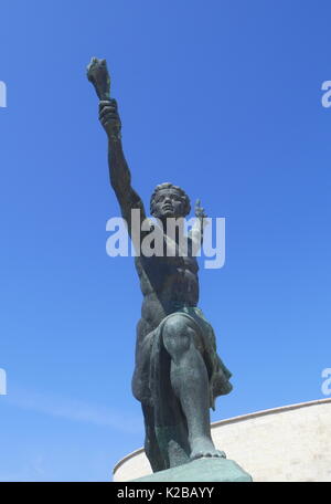 Torch bearer statue at the base of the Liberty statue, Gellert Hill,  Budapest, Hungary Stock Photo