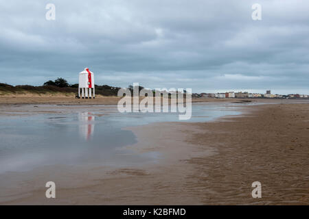 The low lighthouse at Burnham in Somerset. Stock Photo