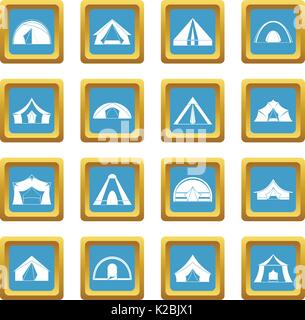 Tent forms icons azure Stock Vector
