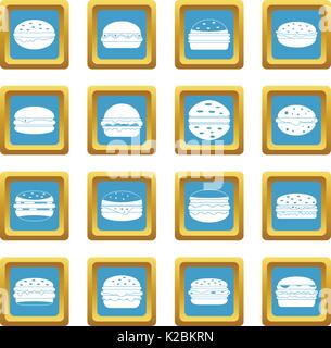 Burger icons azure Stock Vector