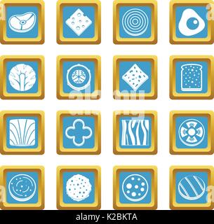 Slice food ingredient icons azure Stock Vector
