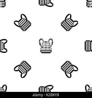 Military backpack pattern seamless black Stock Vector