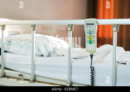 Electric controller for patient bed to adjust for comfortable in hospital Stock Photo