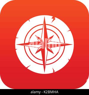 Ancient compass icon digital red Stock Vector