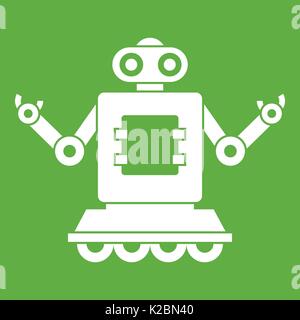 Cyborg on wheels icon green Stock Vector