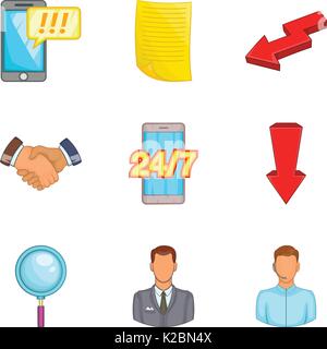 Reckoning icons set, cartoon style Stock Vector