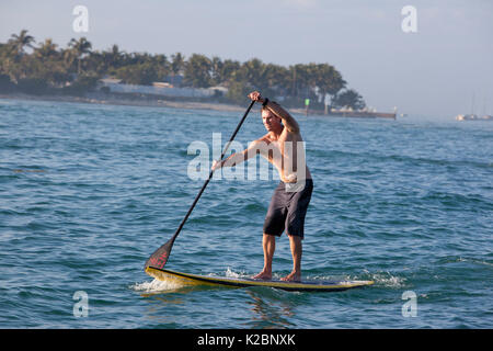 Paddleboarder in Key West, Florida, USA, January 2011. Stock Photo