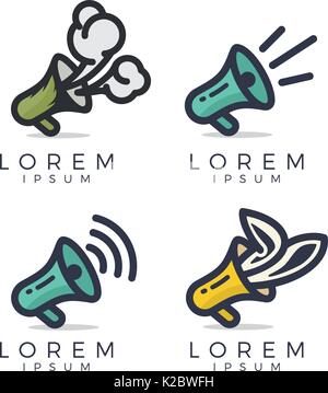 Marketing Megaphone Logo Set Stock Vector