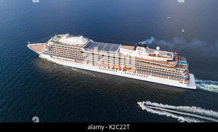 Cruise ship Viking Star leaving Bergen harbor. Stock Photo