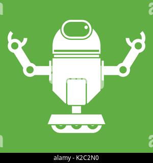 Robot on wheels icon green Stock Vector