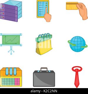 Computation icons set, cartoon style Stock Vector