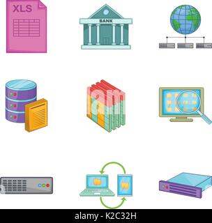 Bankroll icons set, cartoon style Stock Vector