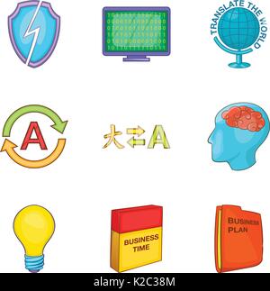 Exchange of money icons set, cartoon style Stock Vector