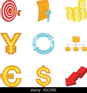 Valuation icons set, cartoon style Stock Vector