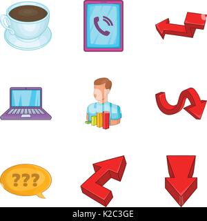 Estimation icons set, cartoon style Stock Vector