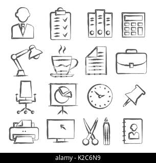 Office Doodle Icons Stock Vector