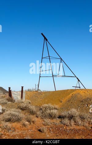 Metal structure in a goldmine, Cue, Murchison, Western Australia Stock Photo