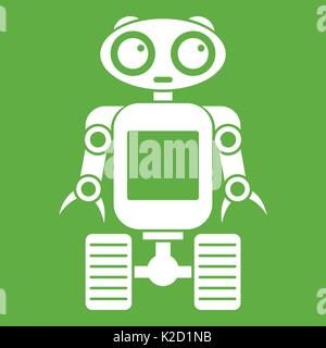 Robot on wheels icon green Stock Vector