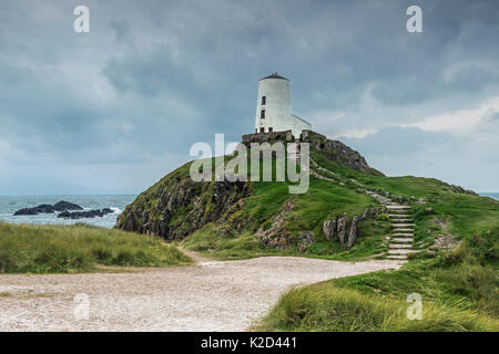 Ty Mawr, or the Great Tower, marking the entrance to the Menai Straights on Llanddwyn Island, Anglesey Stock Photo