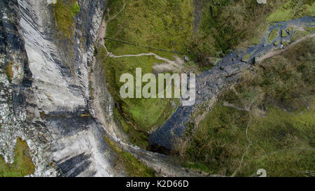 A view of Malham Cove from the top. Malham, Skipton, Yorkshire, UK December 2015 Stock Photo